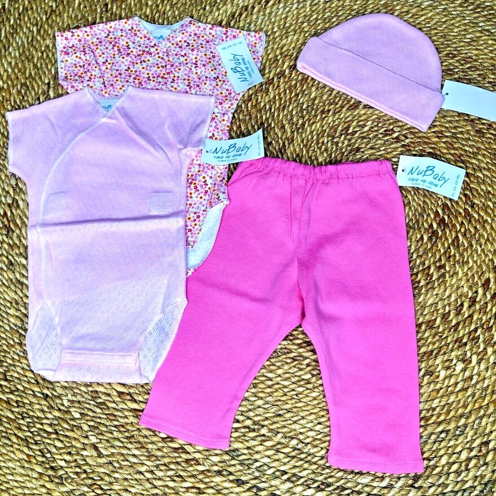 New 11-15 LB Newborn 4Pc Baby Girls Pink Newborns‎ Babies Girl Flowers Floral